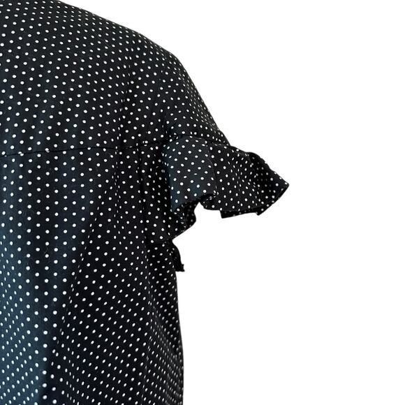 PASKAL CROP Polka Dot Ruffle Trim Blouse Cut By Hand sz M $330 Flawed-Read desc - Picture 6 of 8